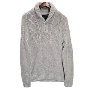 American Eagle Mens M Wool Blend Shawl Collar Gray Sweater Preppy Academia NWT